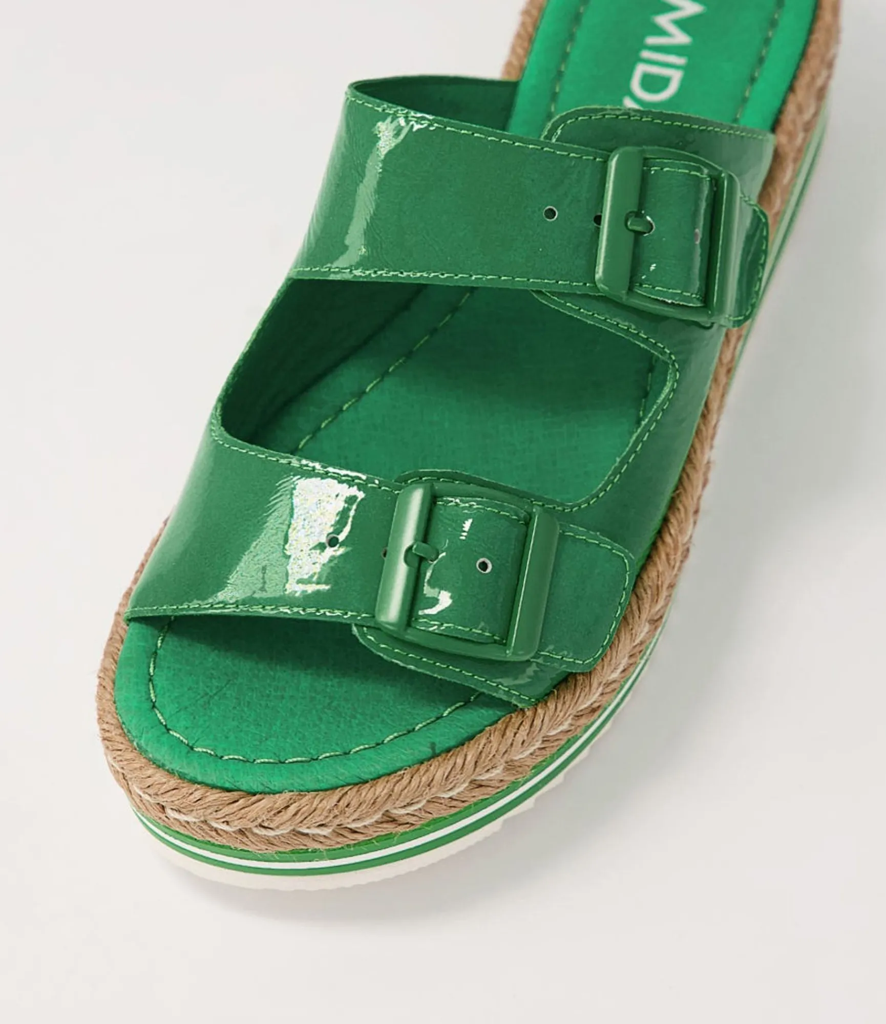 Outlet Midas Shoes Axil Emerald Patent Leather Slides