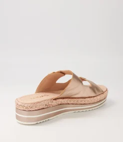 Cheap Midas Shoes Axil Pale Rose Gold Rope Leather Slides