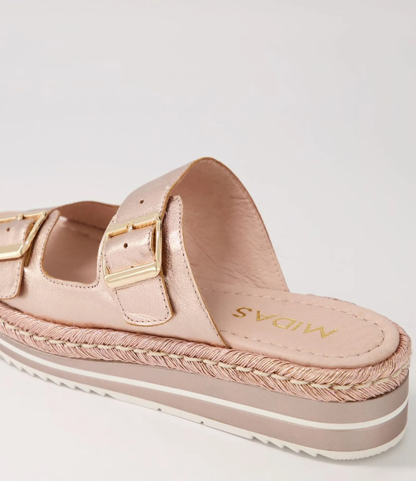 Cheap Midas Shoes Axil Pale Rose Gold Rope Leather Slides