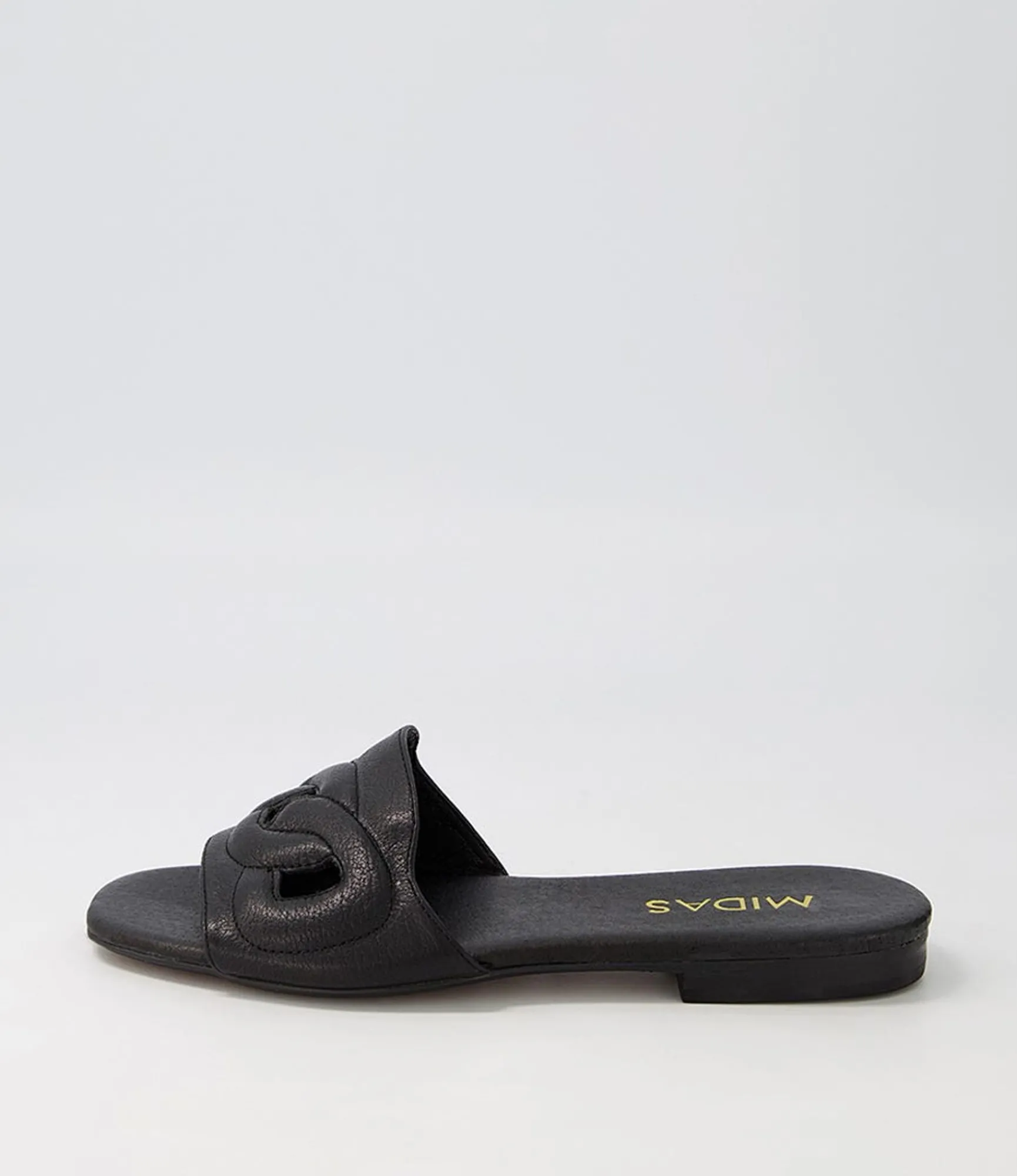 Hot Midas Shoes Aysorie Black Leather Slides
