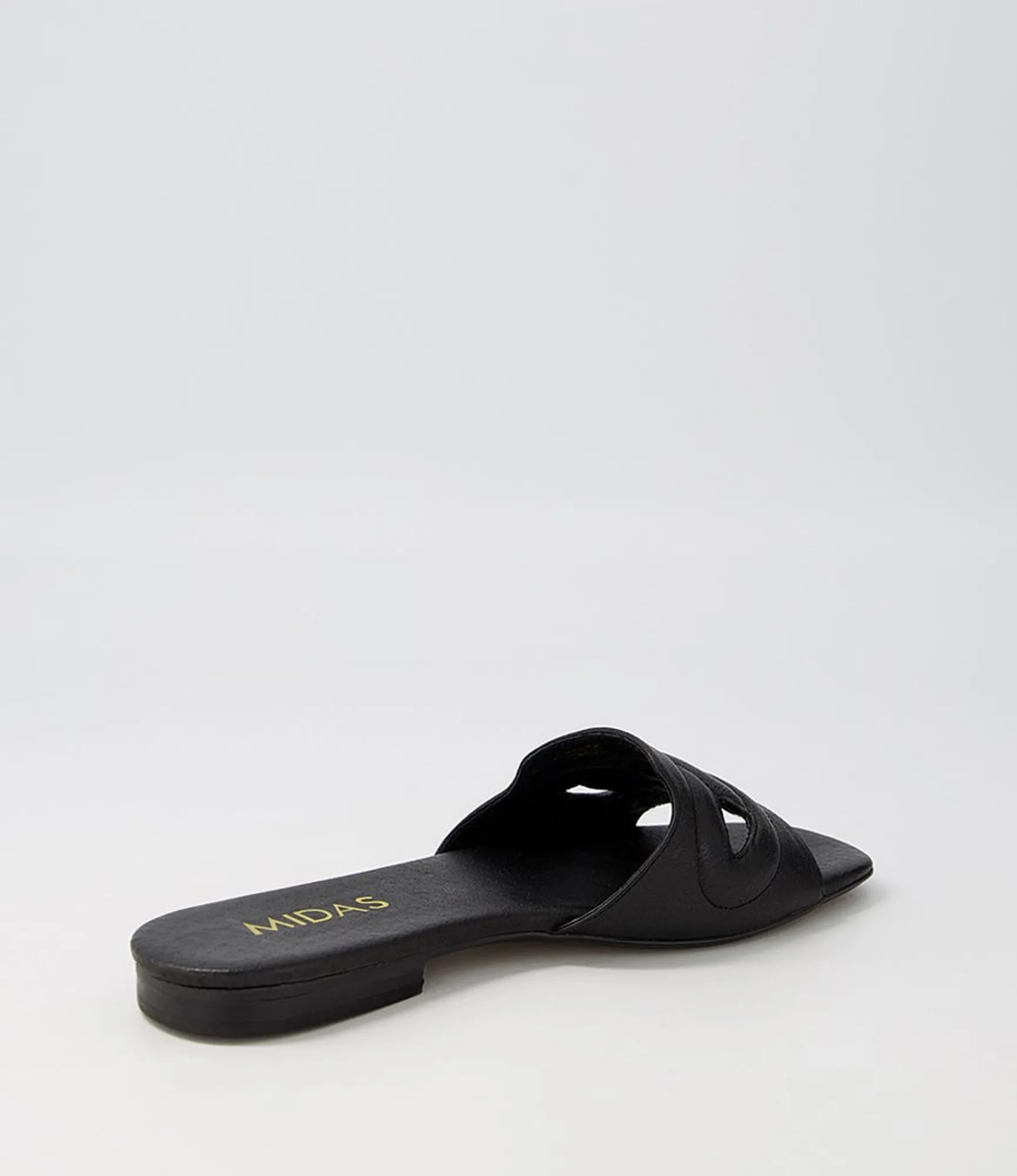 Hot Midas Shoes Aysorie Black Leather Slides