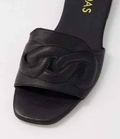 Hot Midas Shoes Aysorie Black Leather Slides