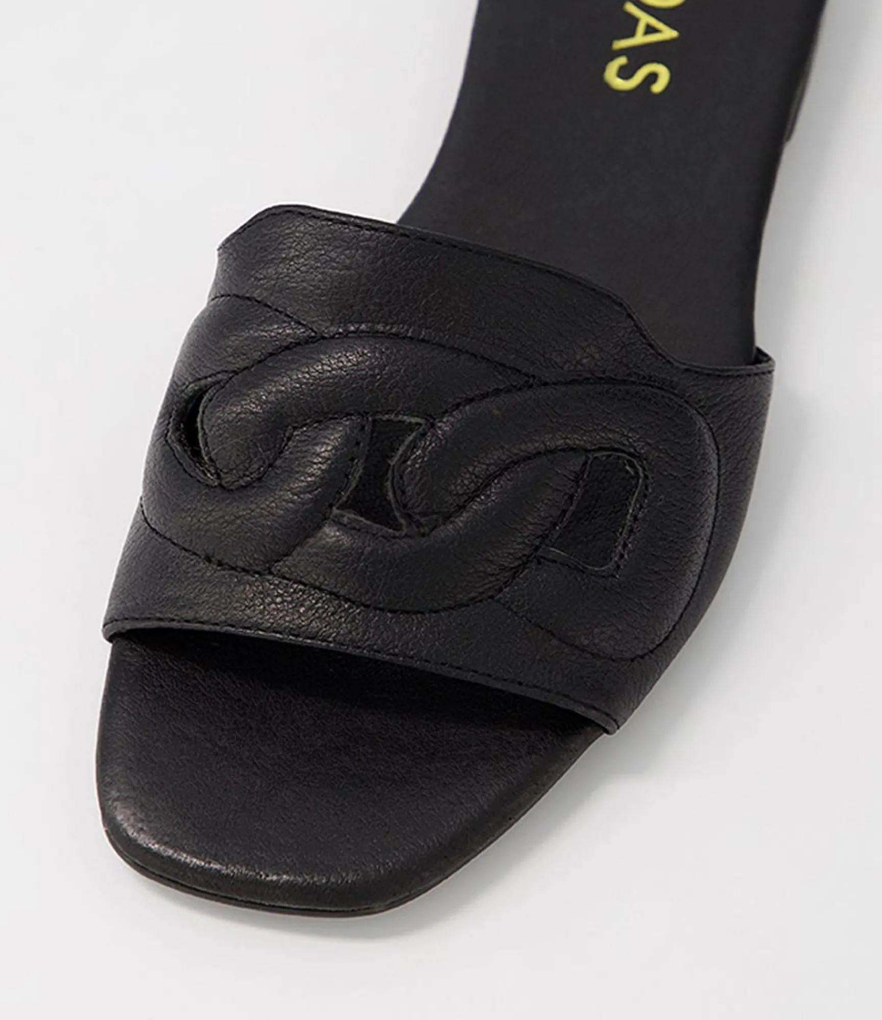 Hot Midas Shoes Aysorie Black Leather Slides