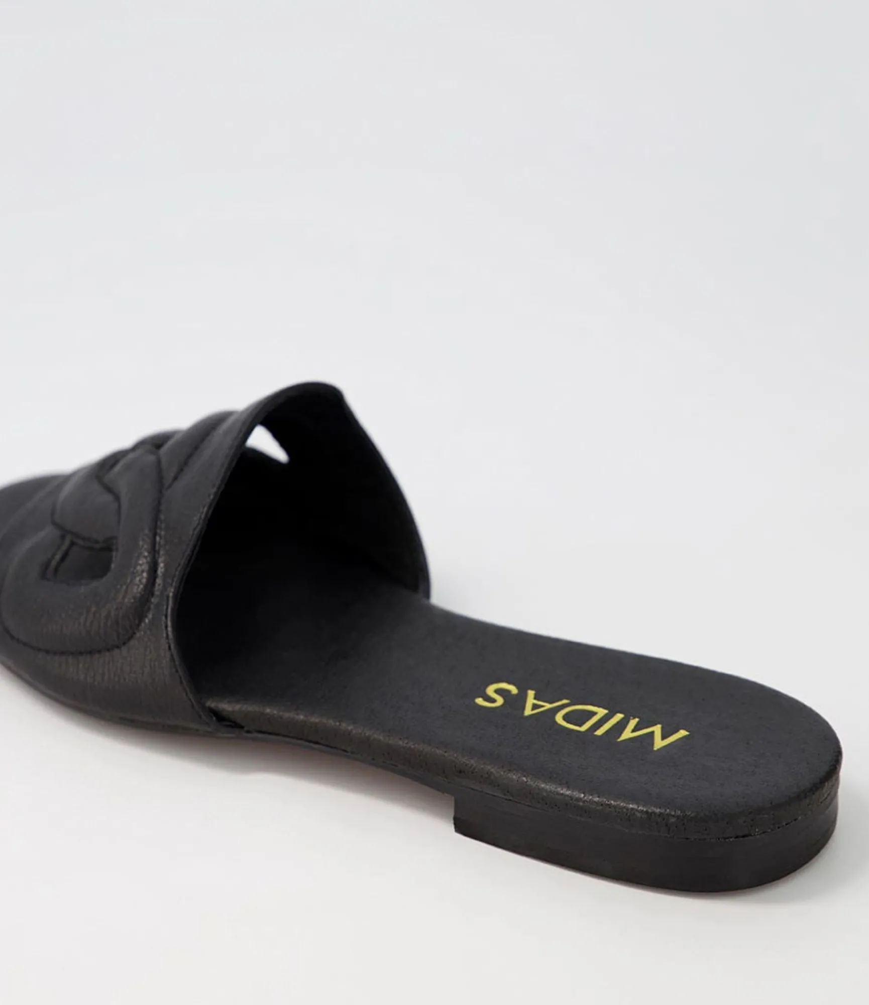 Hot Midas Shoes Aysorie Black Leather Slides