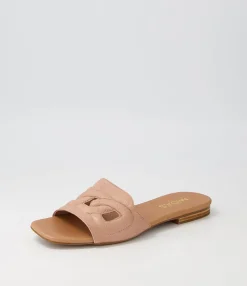 New Midas Shoes Aysorie Cafe Leather Slides