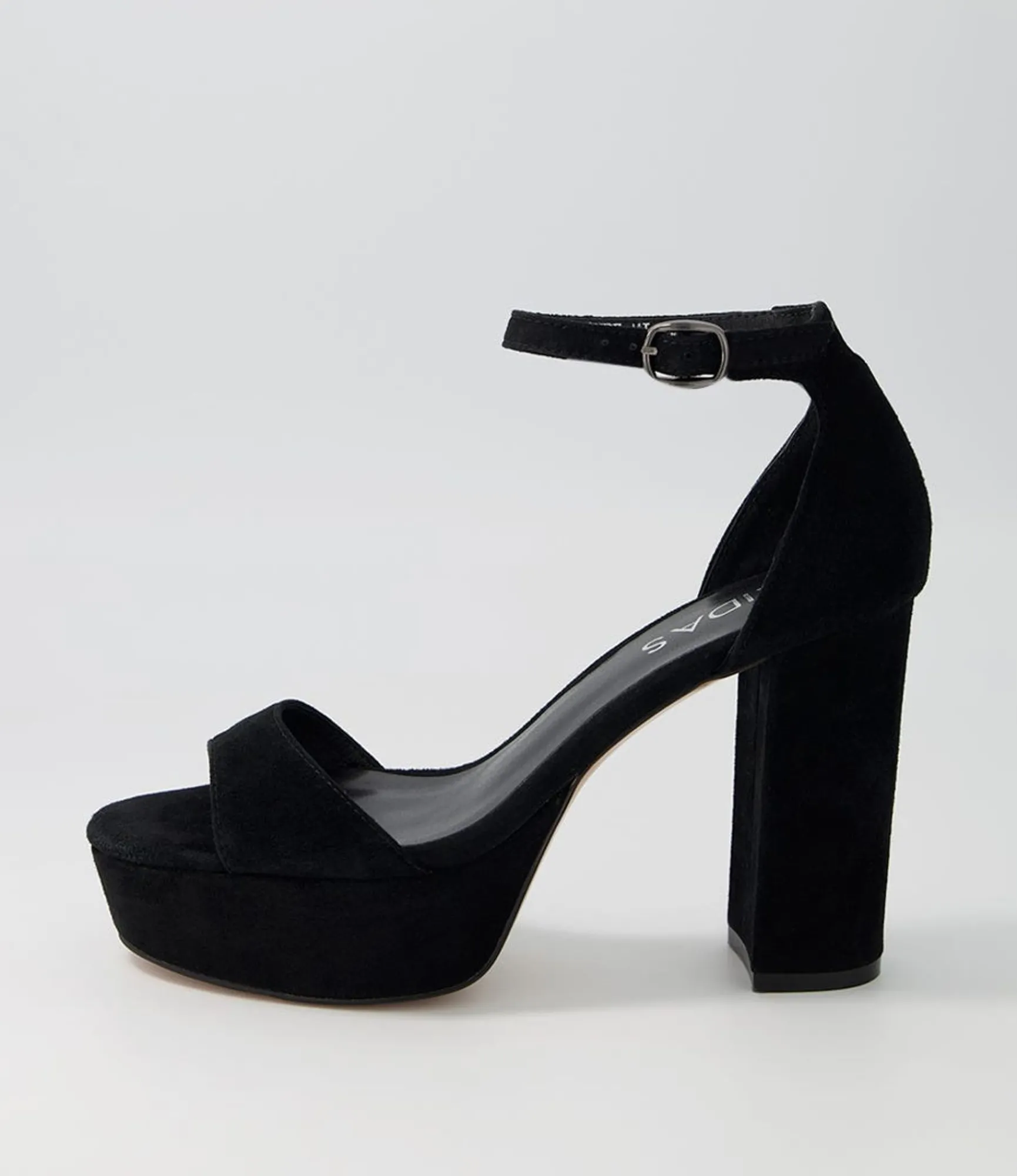 Online Midas Shoes Azure Black Suede Sandals