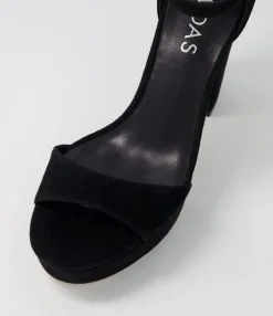 Online Midas Shoes Azure Black Suede Sandals