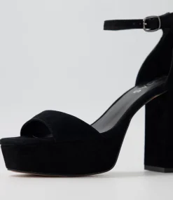 Online Midas Shoes Azure Black Suede Sandals