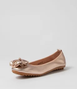 Online Midas Shoes Baha Pale Rose Gold Leather Ballet Flats