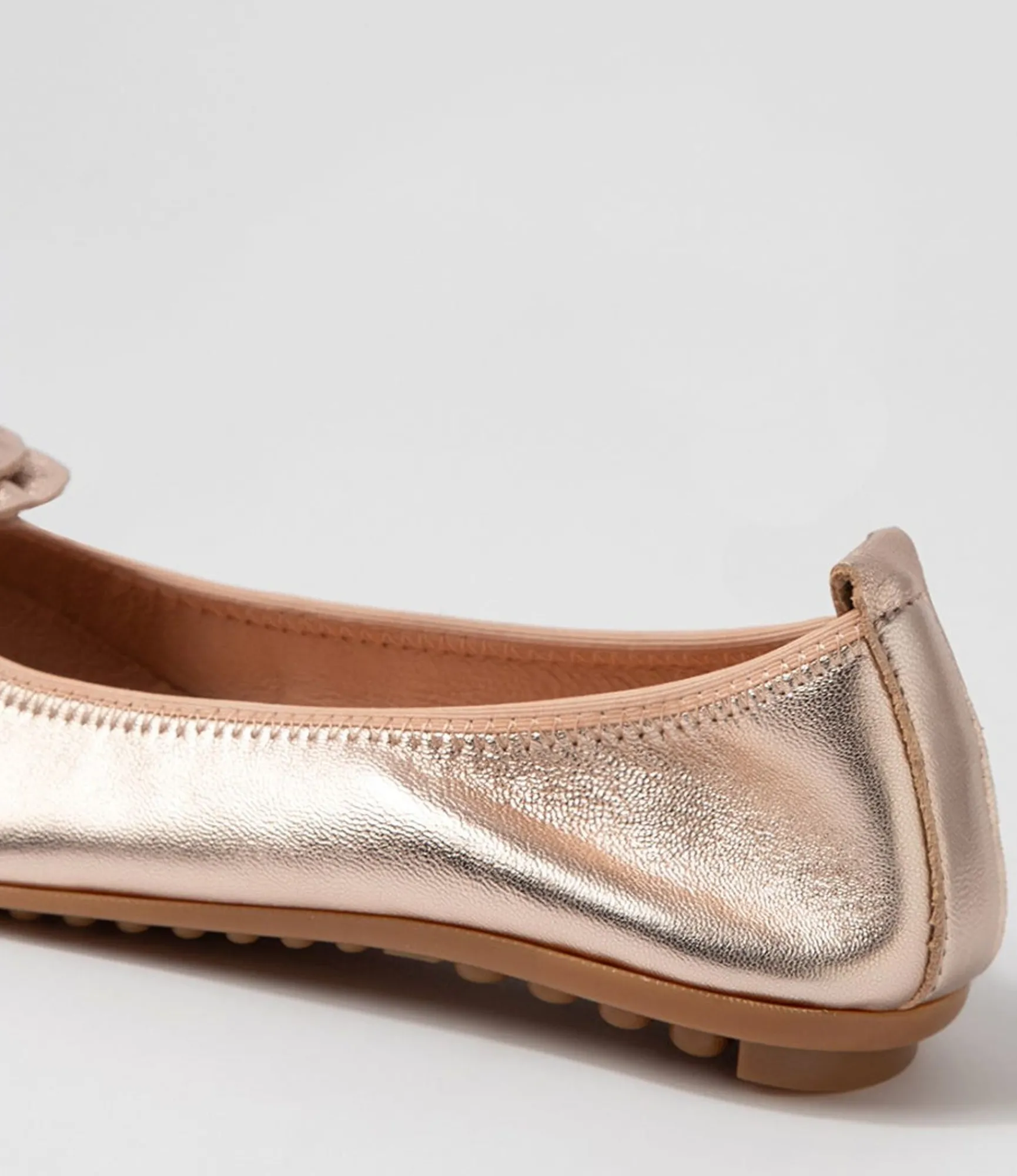 Online Midas Shoes Baha Pale Rose Gold Leather Ballet Flats