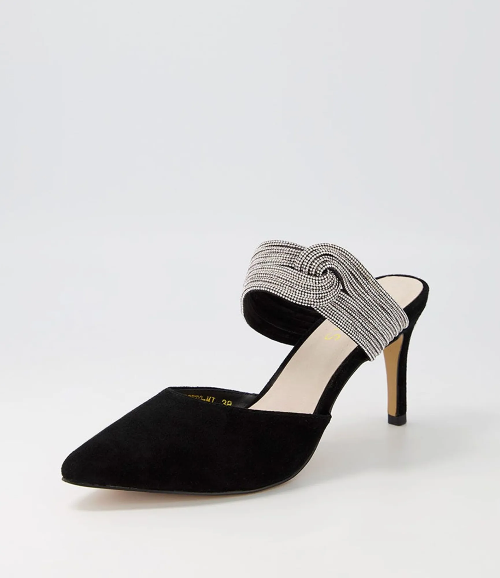 Clearance Midas Shoes Barletto Black Suede Jewels Pump Heels