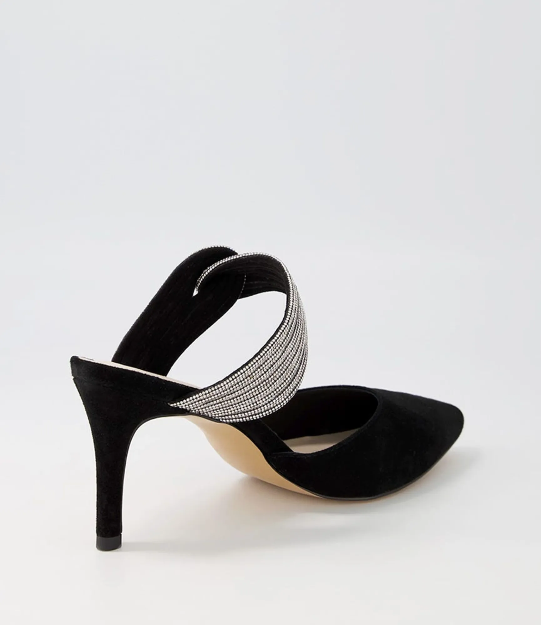 Clearance Midas Shoes Barletto Black Suede Jewels Pump Heels
