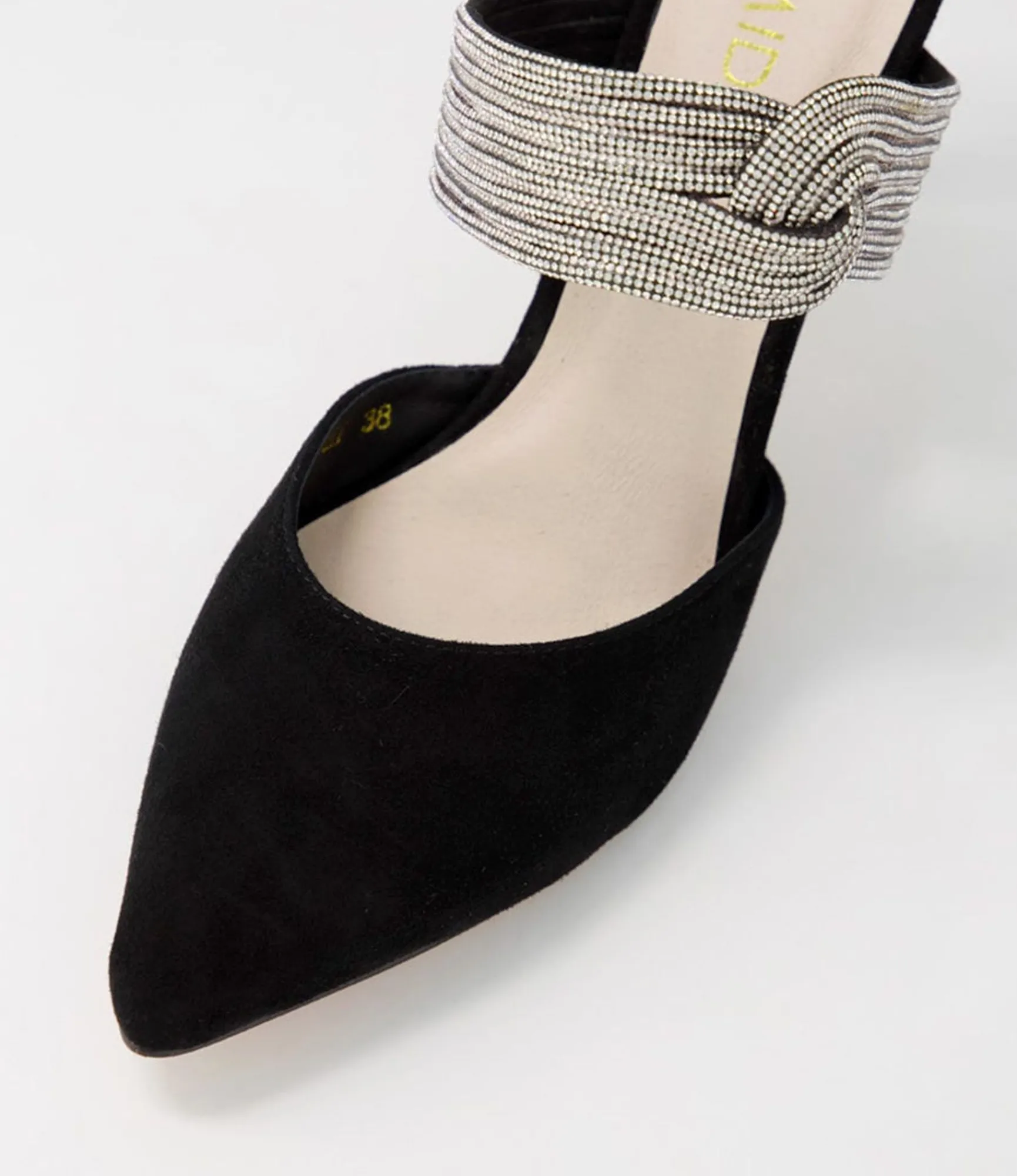 Clearance Midas Shoes Barletto Black Suede Jewels Pump Heels