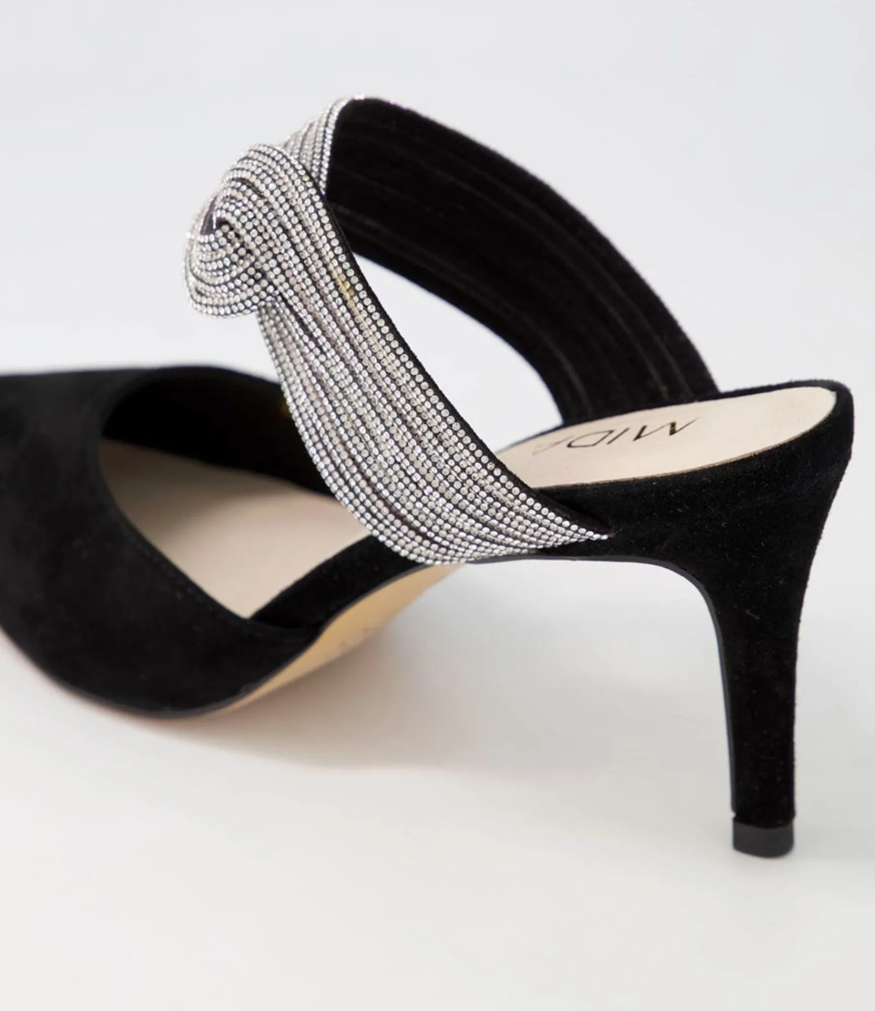 Clearance Midas Shoes Barletto Black Suede Jewels Pump Heels