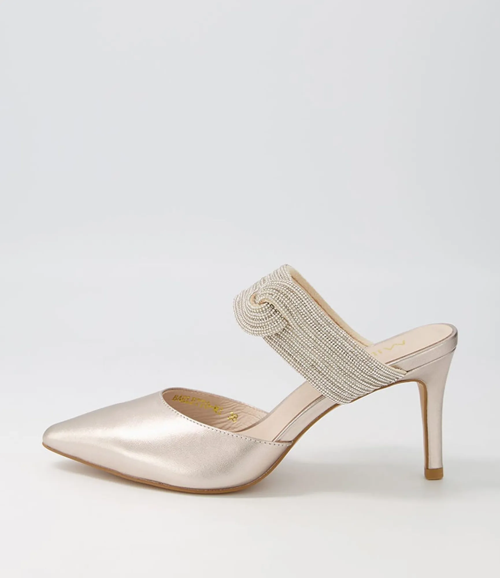New Midas Shoes Barletto Platino Leather Jewels Pump Heels