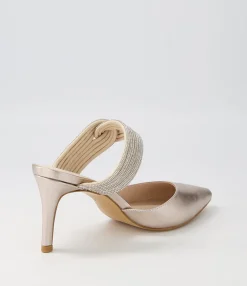 New Midas Shoes Barletto Platino Leather Jewels Pump Heels