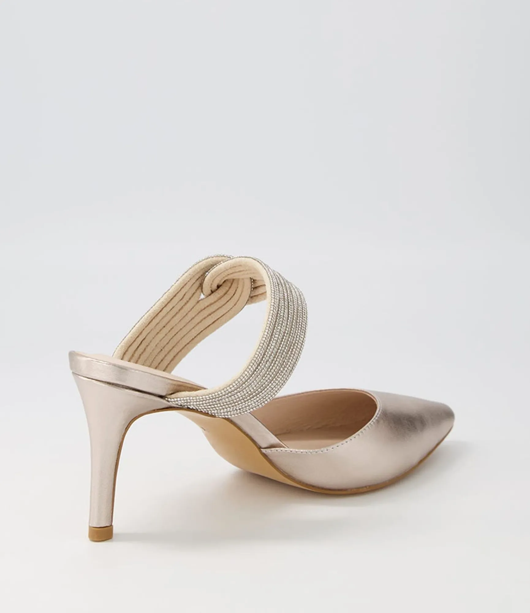 New Midas Shoes Barletto Platino Leather Jewels Pump Heels