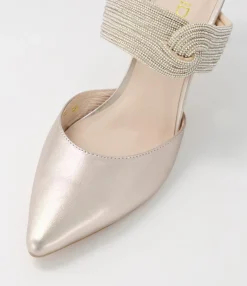 New Midas Shoes Barletto Platino Leather Jewels Pump Heels