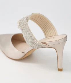 New Midas Shoes Barletto Platino Leather Jewels Pump Heels