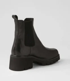Hot Midas Shoes Barraks Black Leather Elastic Chelsea Boots