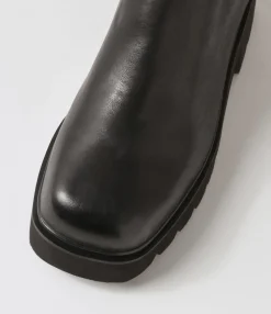 Hot Midas Shoes Barraks Black Leather Elastic Chelsea Boots