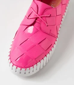 Store Midas Shoes Baxton Hot Pink White Leather Patent Sneakers