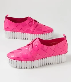 Store Midas Shoes Baxton Hot Pink White Leather Patent Sneakers