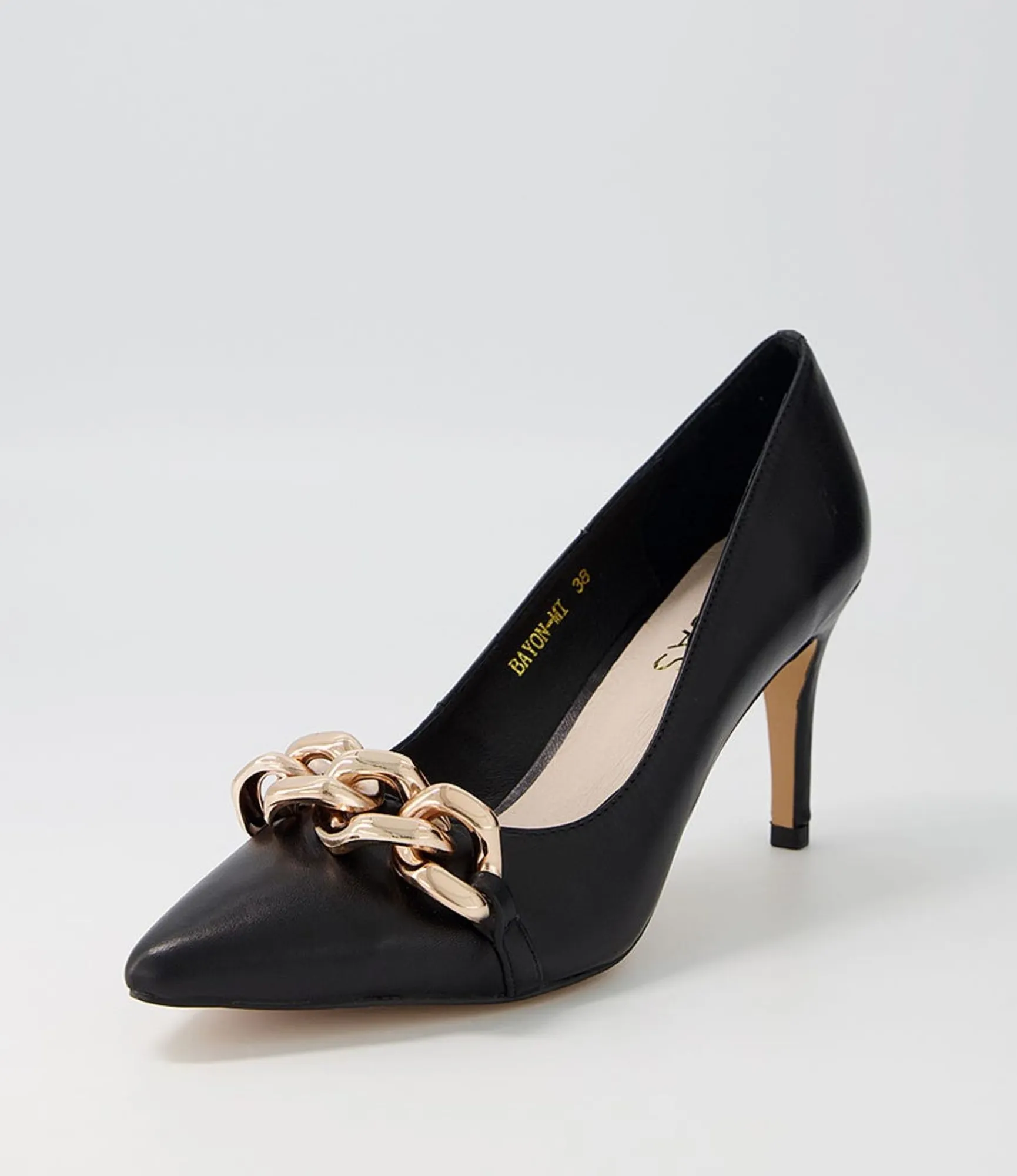 Flash Sale Midas Shoes Bayon Black Leather Pump Heels