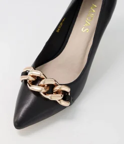 Flash Sale Midas Shoes Bayon Black Leather Pump Heels