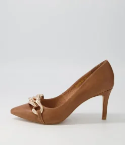 Cheap Midas Shoes Bayon Tan Leather Heels