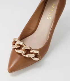 Cheap Midas Shoes Bayon Tan Leather Heels