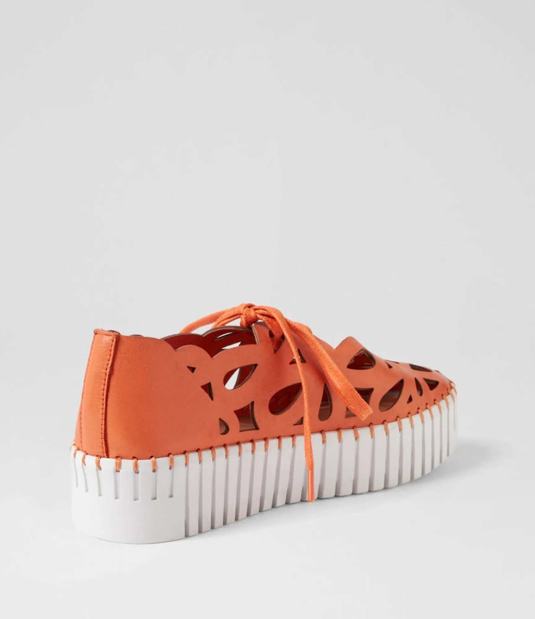 Hot Midas Shoes Bellas Bright Orange White Leather Sneakers