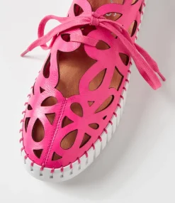 Store Midas Shoes Bellas Hot Pink White Leather Sneakers