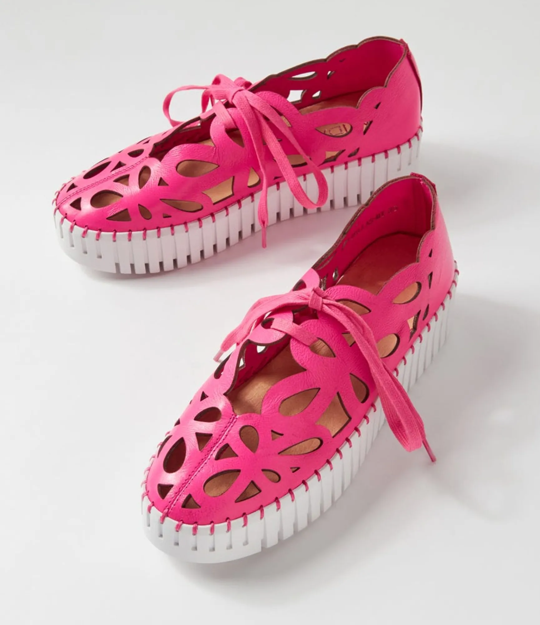 Store Midas Shoes Bellas Hot Pink White Leather Sneakers