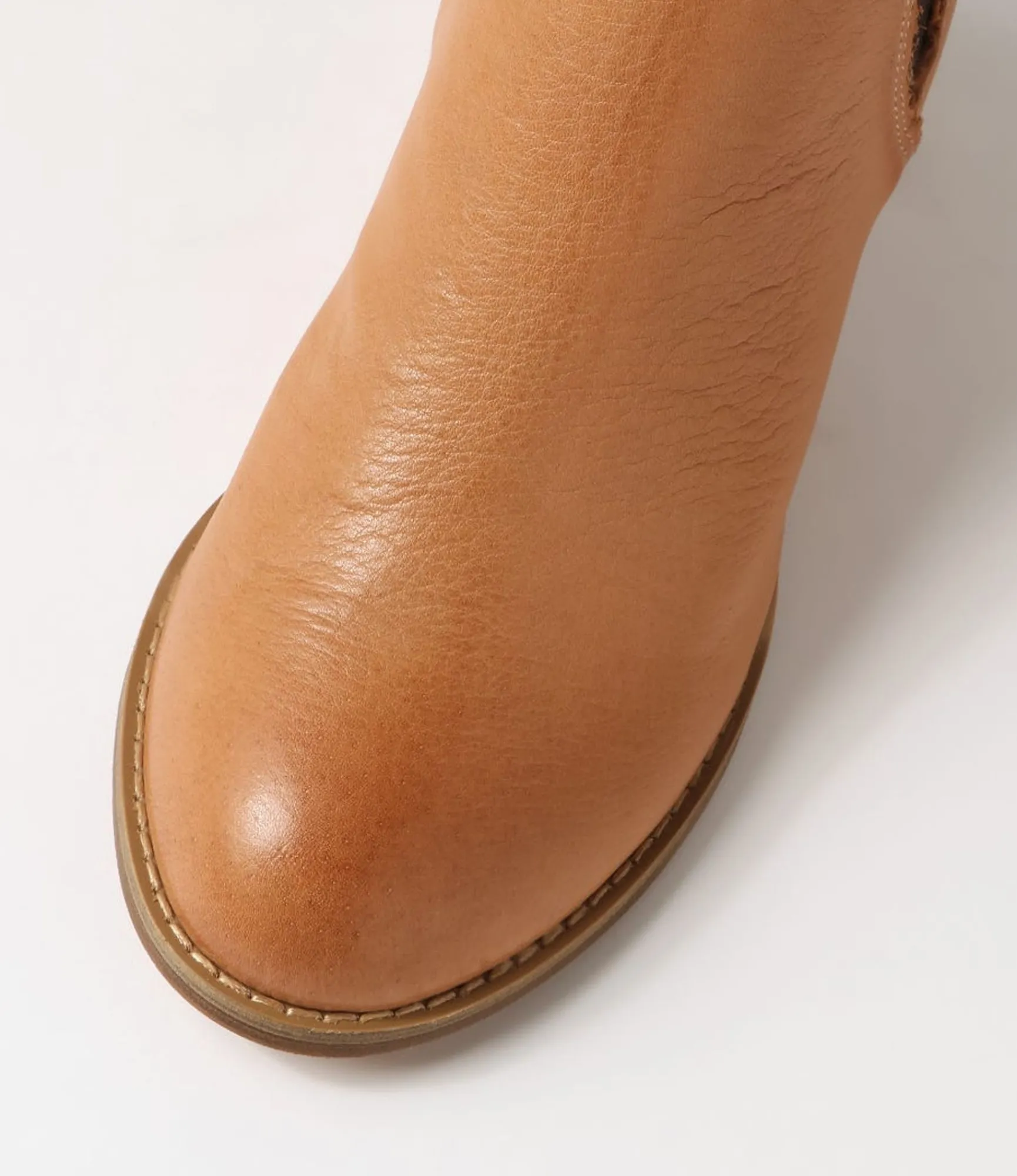 Fashion Midas Shoes Belle Dark Tan Choc Leather Elastic Chelsea Boots