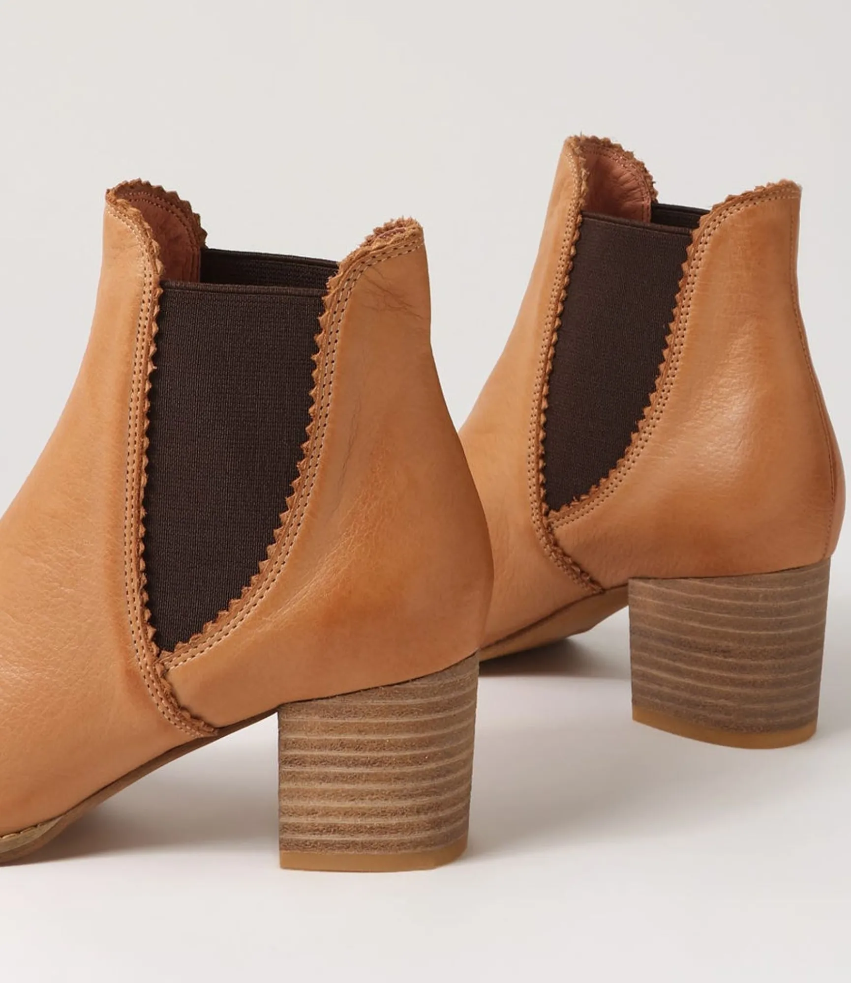 Fashion Midas Shoes Belle Dark Tan Choc Leather Elastic Chelsea Boots