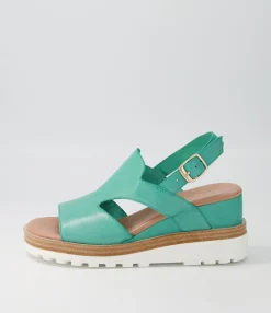 Discount Midas Shoes Benna Light Emerald Leather Sandals Ws