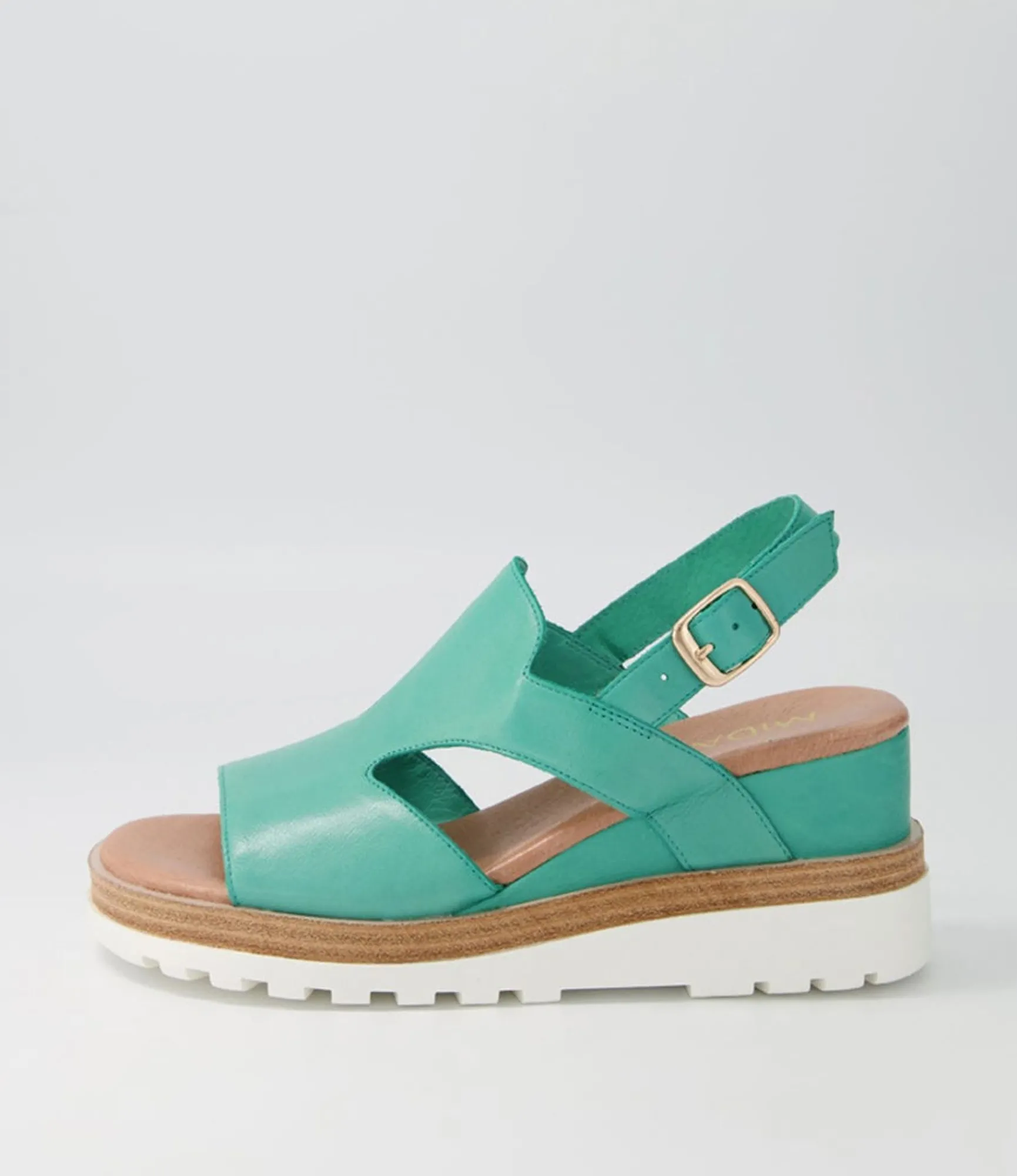 Discount Midas Shoes Benna Light Emerald Leather Sandals Ws