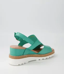 Discount Midas Shoes Benna Light Emerald Leather Sandals Ws