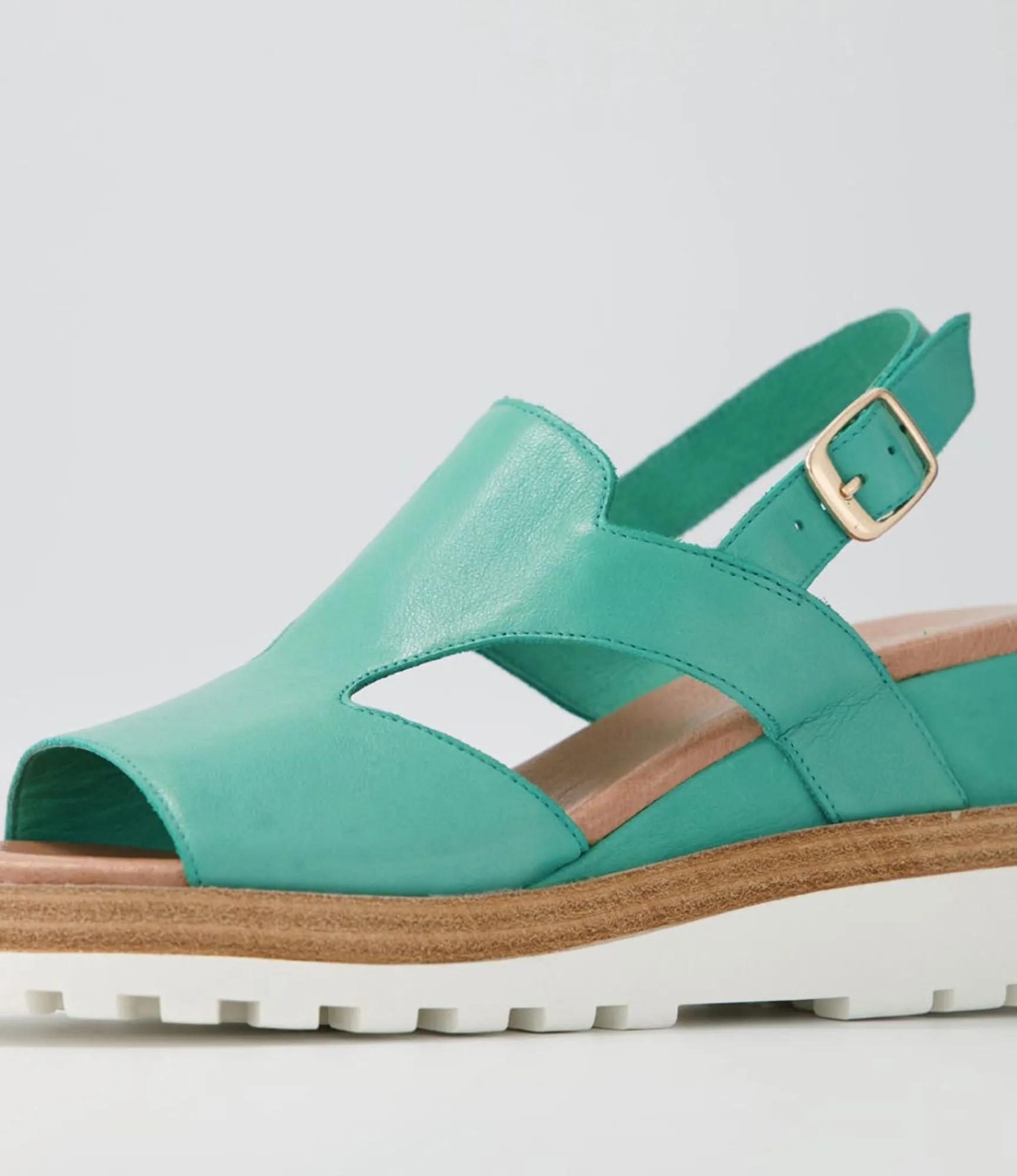 Discount Midas Shoes Benna Light Emerald Leather Sandals Ws