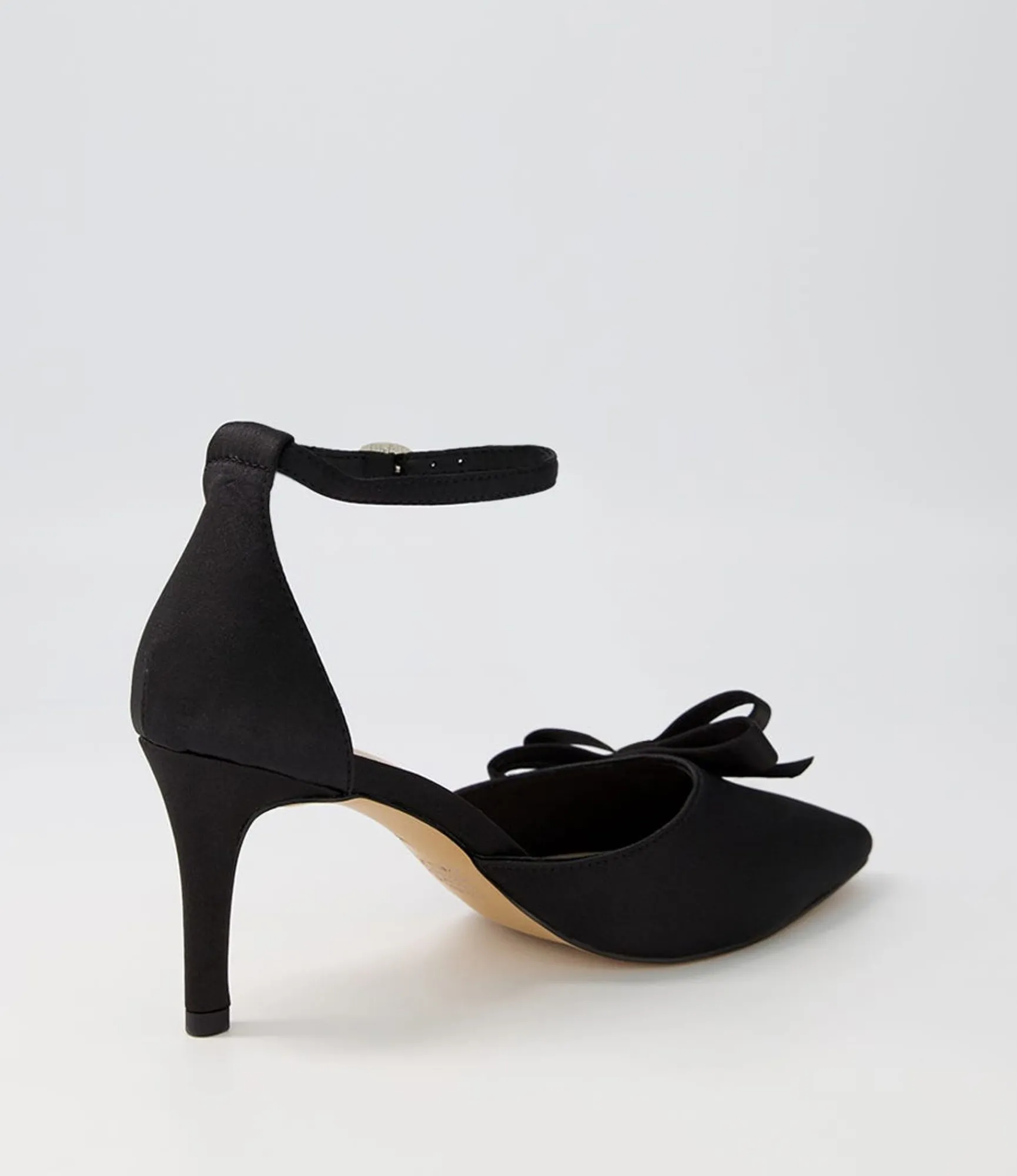Outlet Midas Shoes Benzy Black Satin Pump Heels