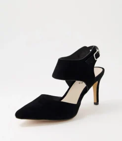 Online Midas Shoes Berlino Black Suede Pump Heels