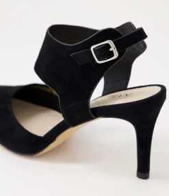 Online Midas Shoes Berlino Black Suede Pump Heels