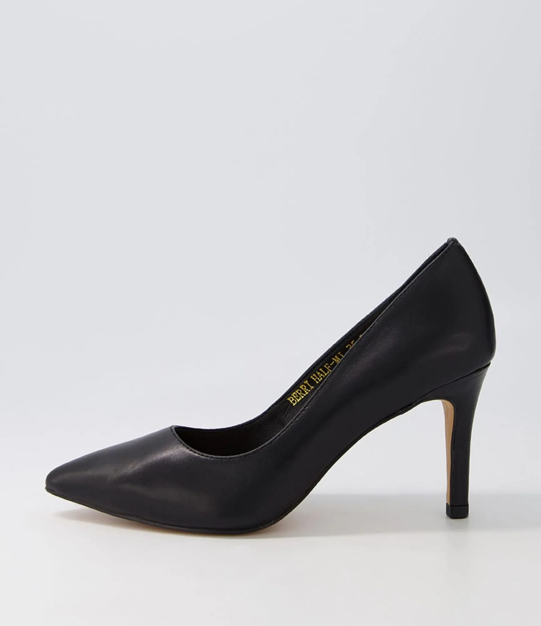 Fashion Midas Shoes Berri Half Black Leather Heels