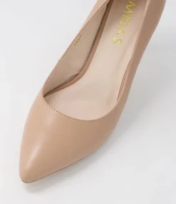 Discount Midas Shoes Berri Half Dark Nude Leather Pump Heels