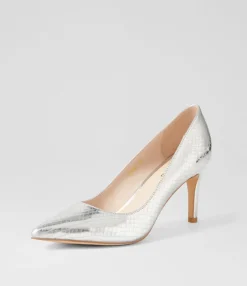 Outlet Midas Shoes Berri Silver Mirror Leather Heels