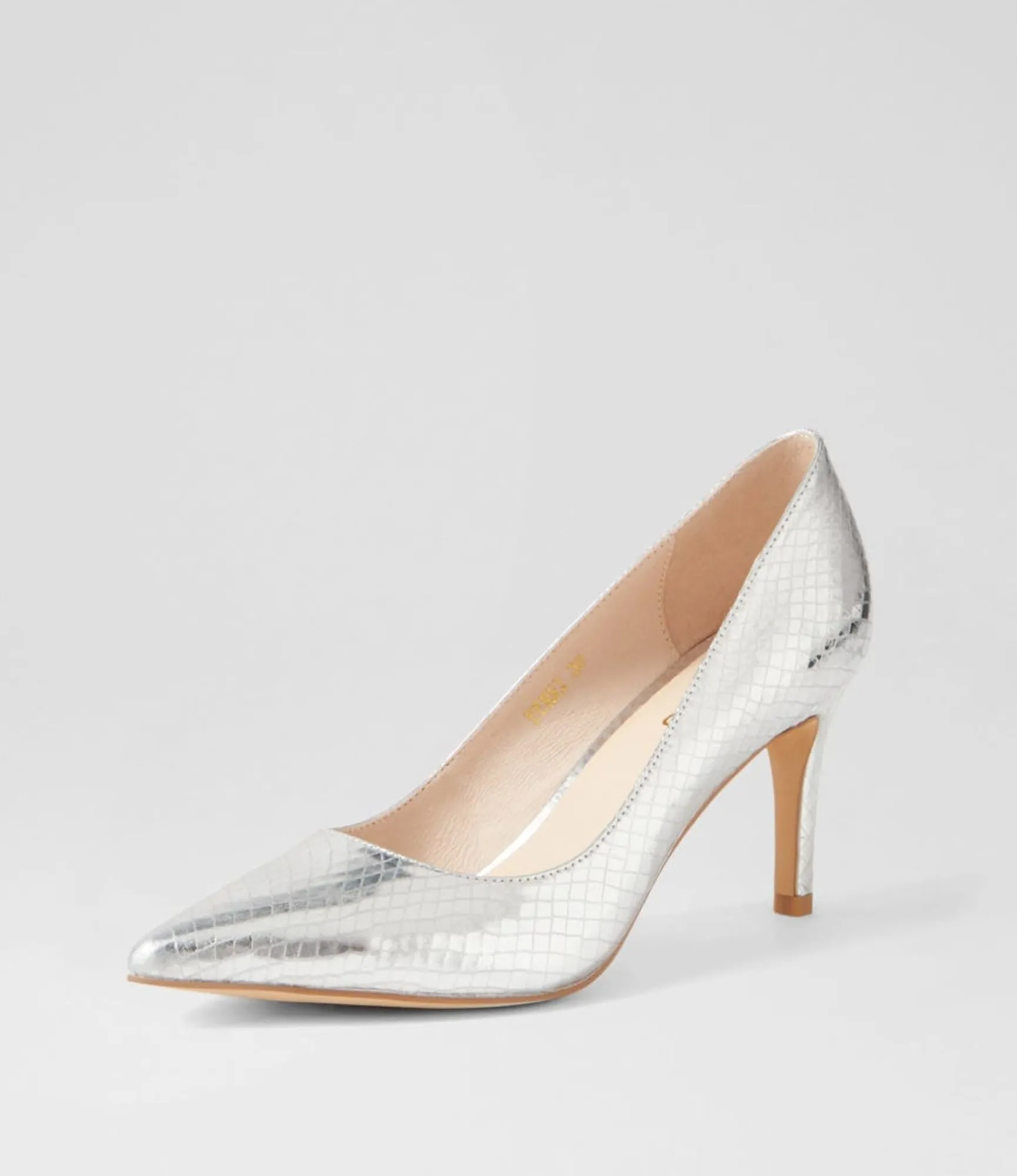 Outlet Midas Shoes Berri Silver Mirror Leather Heels