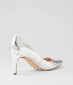 Outlet Midas Shoes Berri Silver Mirror Leather Heels