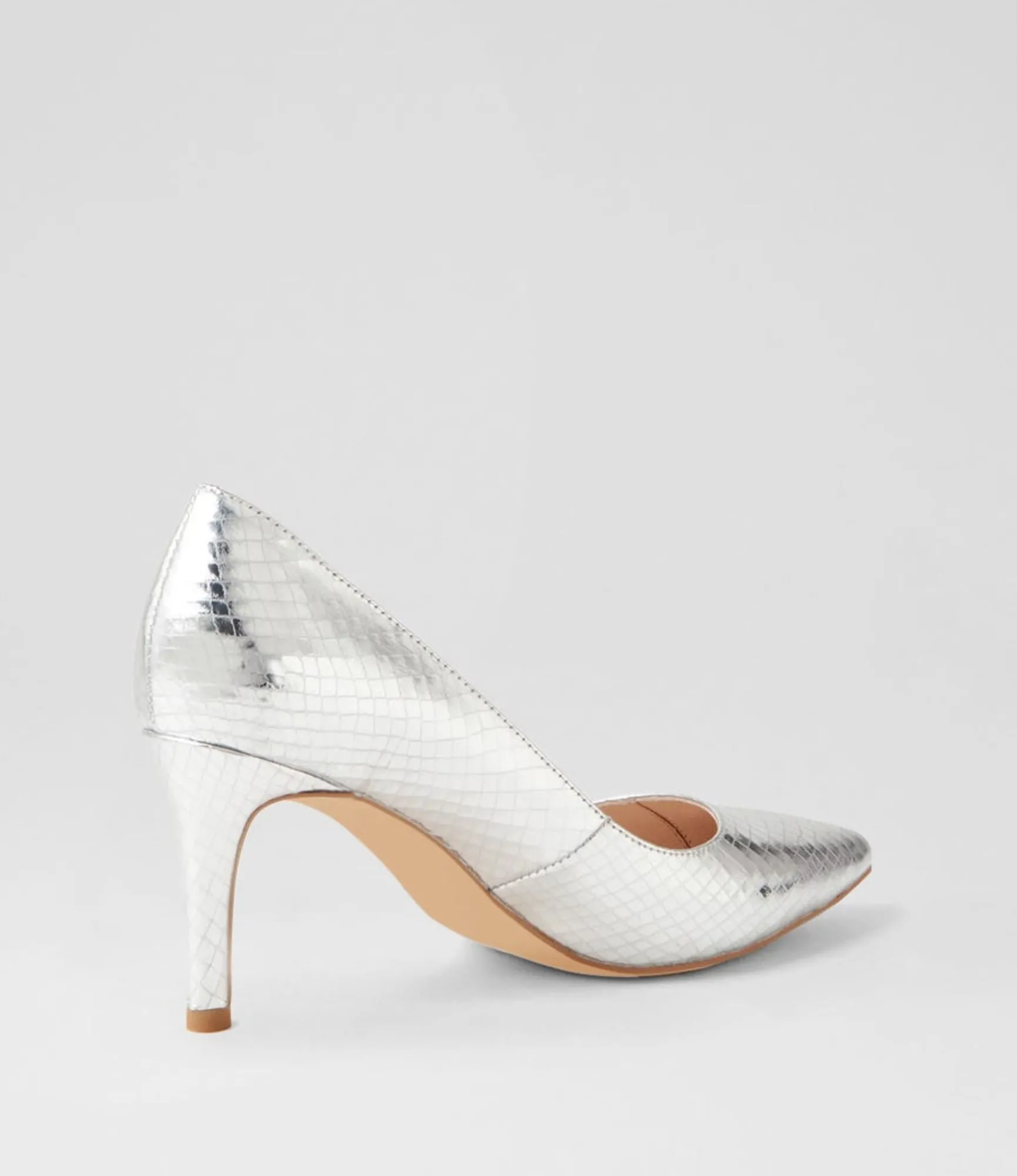 Outlet Midas Shoes Berri Silver Mirror Leather Heels