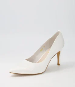 Hot Midas Shoes Berri White Satin Pump Heels